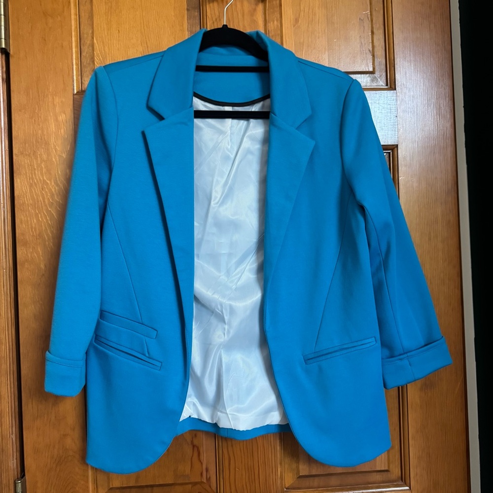 Bright Teal Open-Front Blazer